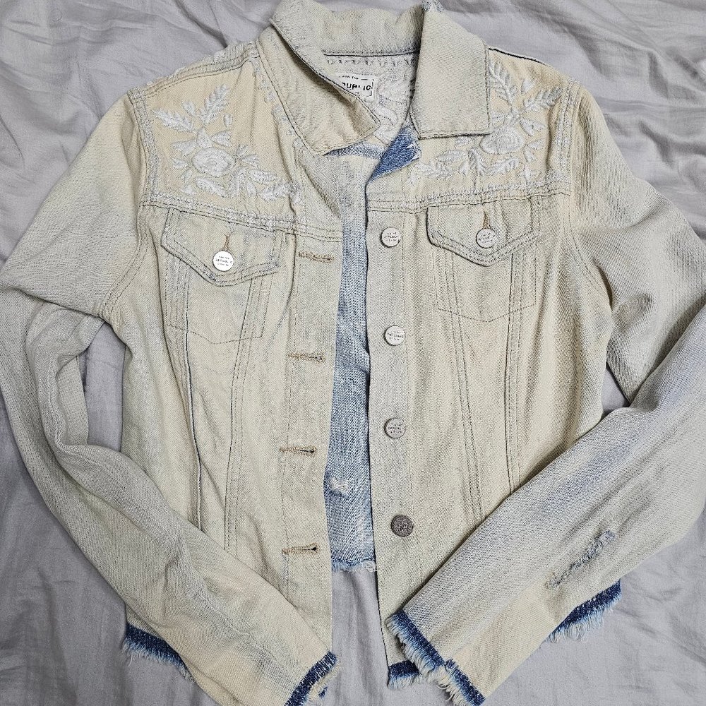 The Republic embroidered jean denim jacket